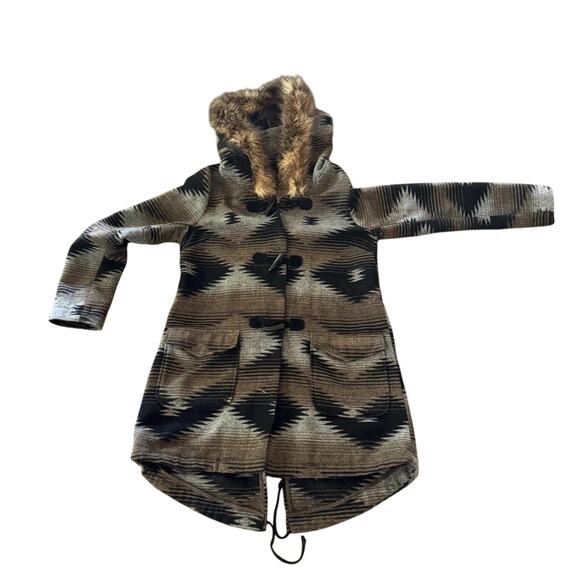 BB Dakota Toggle Coat Southwestern Aztec Hooded Jacket Wool Blend Women’s Med. - Picture 5 of 11